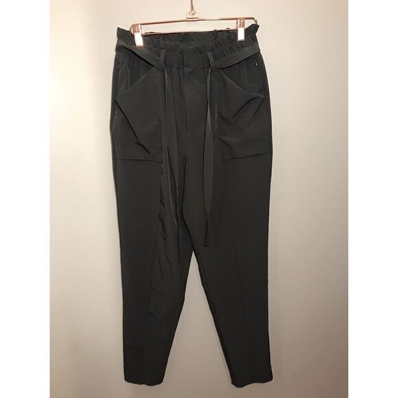 Modern Ambition Paperbag Pants Waist Tie Pockets High Rise Technical Small Gray - Picture 2 of 9